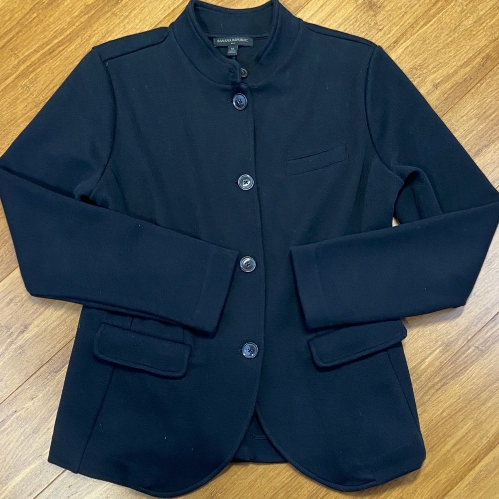 Banana Republic Black Woven Collarless Women's Blazer size Medium